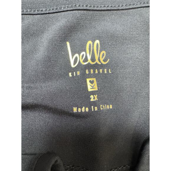 Belle by Kim Gravel Womens Hi-Low Tunic 2X Black Keyhole Trim Classic Statement - Picture 5 of 14